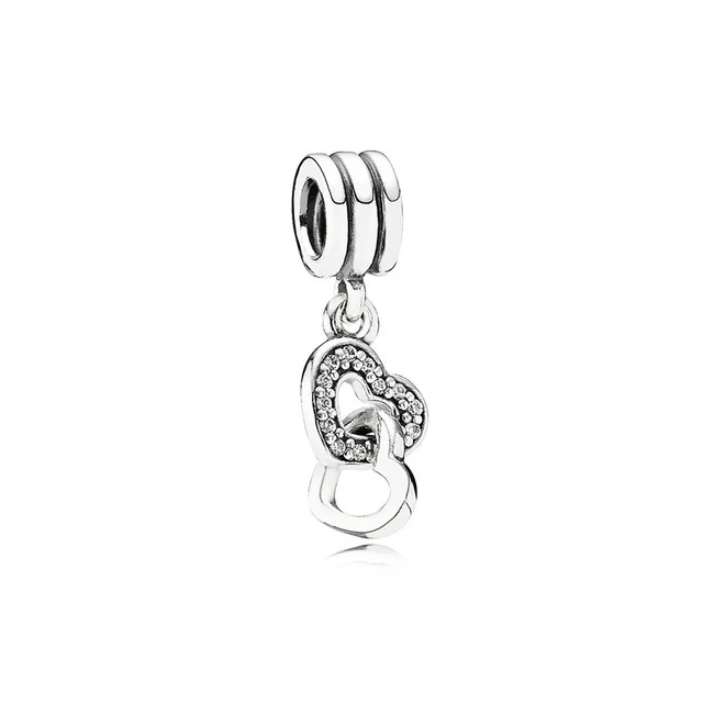 

Kristie 100% 925 Sterling Silver 1:1 791242CZ HEARTS ENTWINED HANGING SILVER CHARM Original Fashion Jewelry Free Shipping
