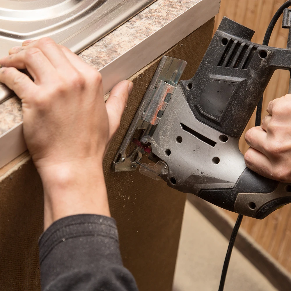 Cheap DEKO DKJS80Q1 800W Power Tool 6 Variable Speed Jig Saw with Laser Guide Electric Jigsaw with 6 Pieces Blades, Allen Wrench