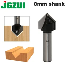 1 pçs 8mm haste de grau industrial roteador bits para madeira 90 graus v tipo entalho cortador tungstênio carpintaria escultura ferramenta