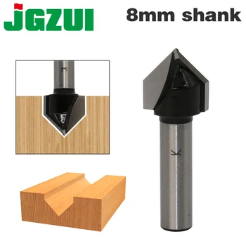 

1pcs 8mm Shank Industrial Grade Router Bits for wood 90 Deg V Type slotting cutter Tungsten Woodworking Carving TooL