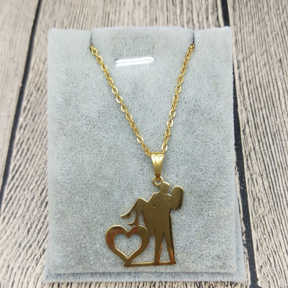 New Family Necklace Stainless Steel Lovers Couple Pendant Heart Figure Jewellery | Украшения и аксессуары