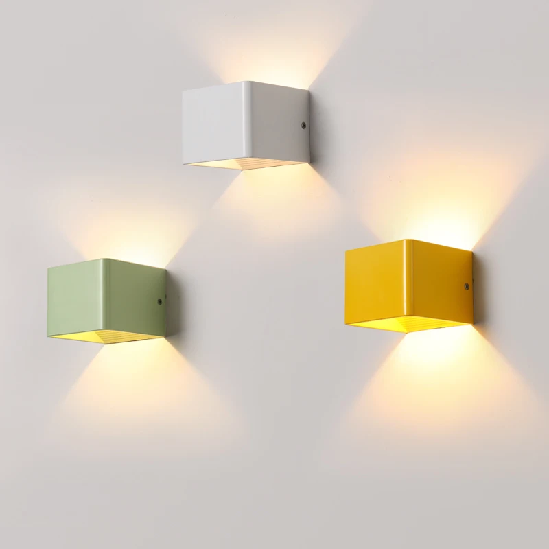 

Modern colorful 10*10*8cm Wood grain Led Wall Lamp wall Light Bedside light Living Room led wall Light indoor lamp ZBD0009