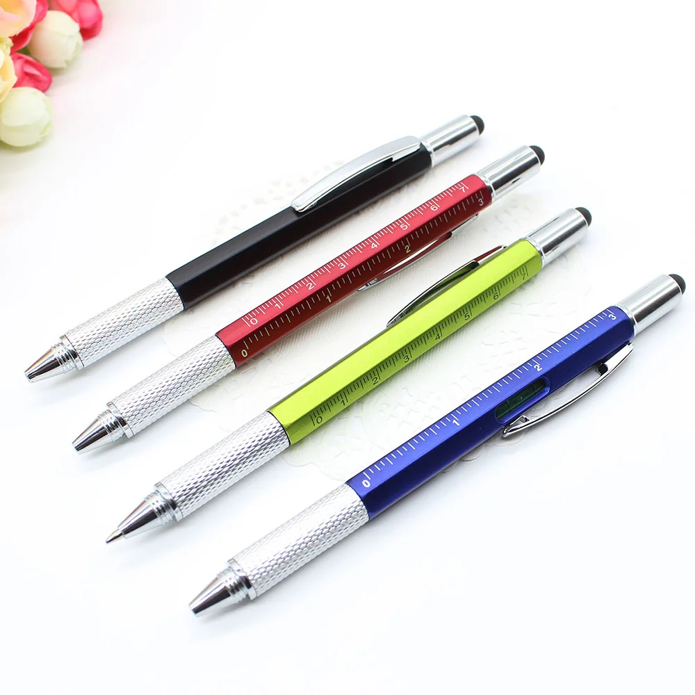 Pen with Ruler Touch Screen Pen Smart Phone Ballpoint Pen Useful 5 Colors Creative Black Ink Pencil