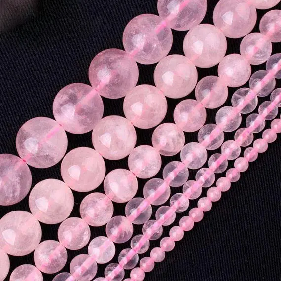 Rose Quartz Beaads, Natural Gemstone Beads, Smooth Round Loose Stone Beads