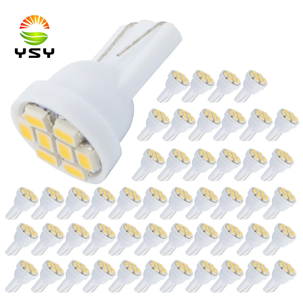

YSY 50pcs Wholesale White T10 1206 3020 8 Smd 8smd 8led 194 168 192 W5W Wedge Led Reading Lamp Interior Lights DC 12V Yellow