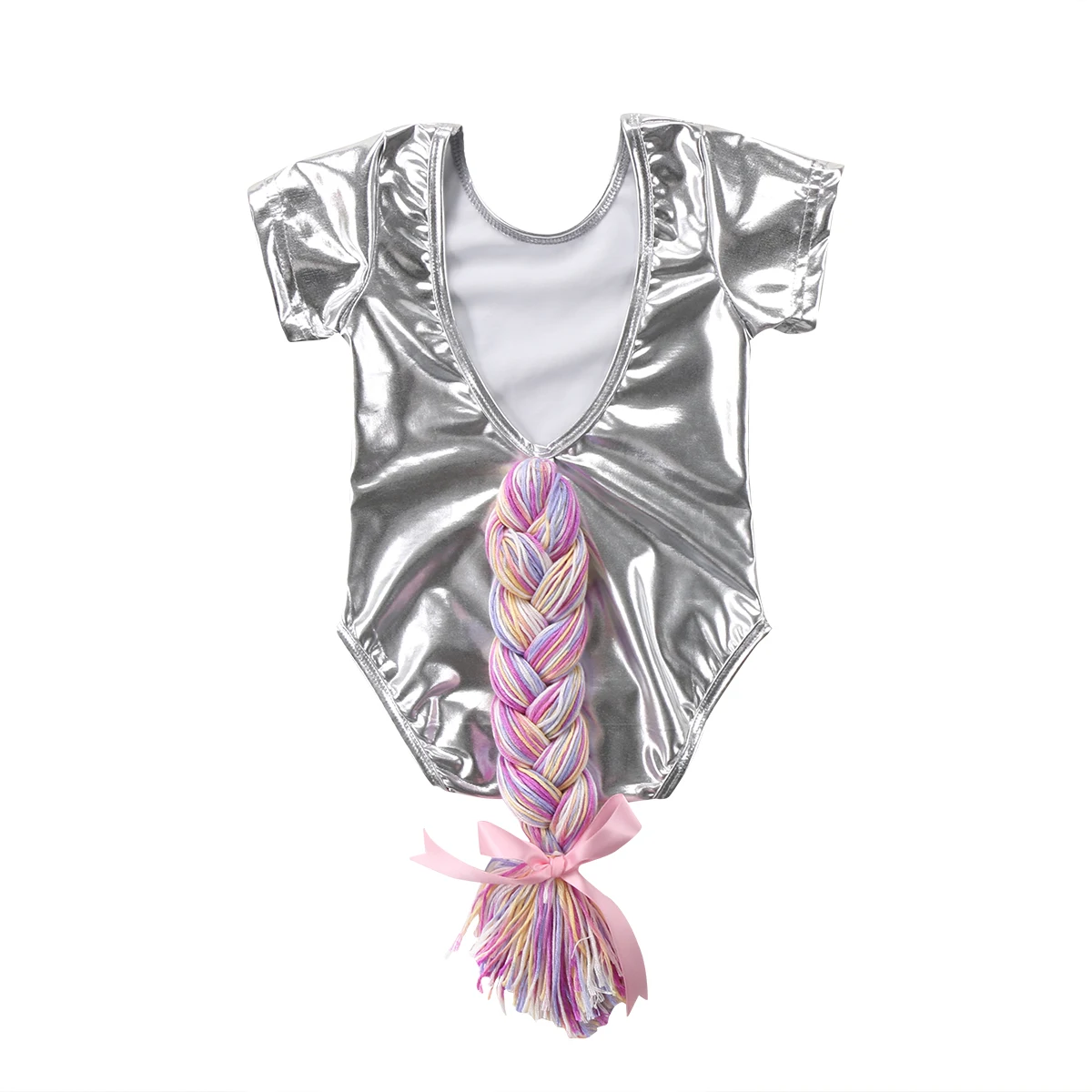 

Fashion Newborn Baby Girls Bodysuit Gold Sliver Summer Short Sleeve Outfits Horsetail Costume Girl Clothing Bodysuits Clothes