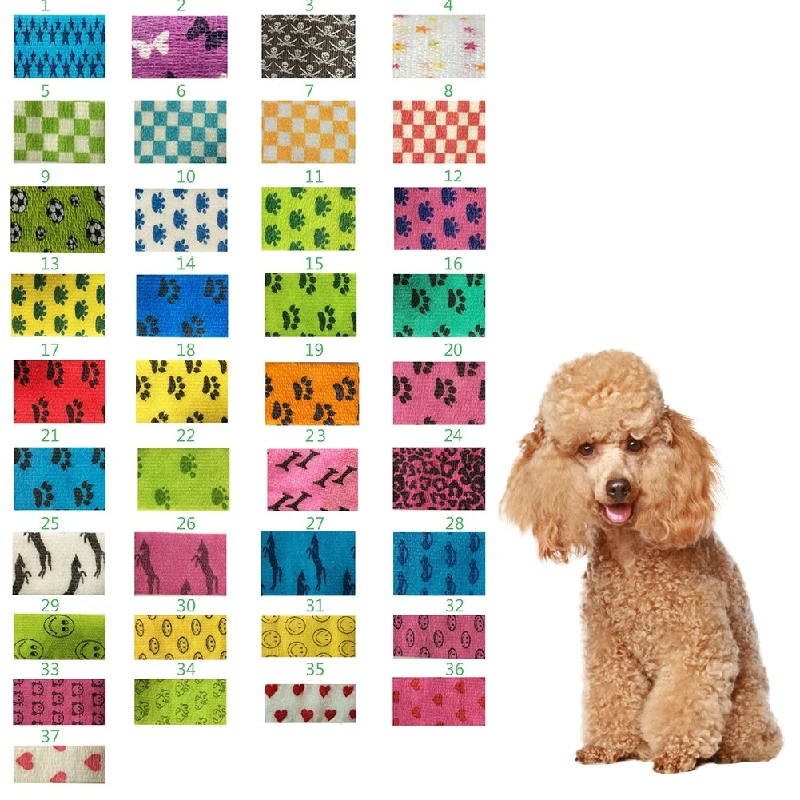 

Pet dog Cat Self-adhesive Elastic Bandage Non-Woven Fabrics Pets Multifunctional Bandage with Decorative Patterns ZQT6653
