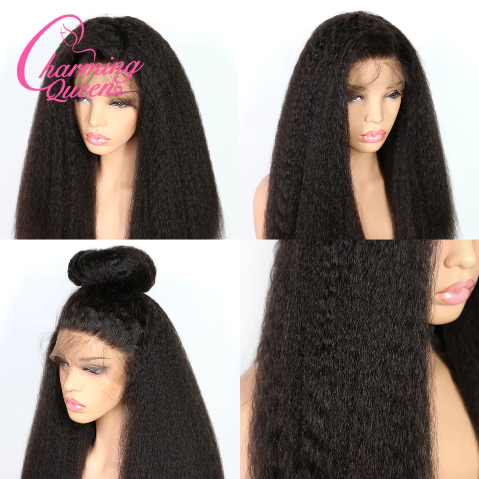 Очаровательные королевские парики из натуральных волос на кружеве для черных женщин, кудрявые прямые бразильские волосы remy с детскими волосами