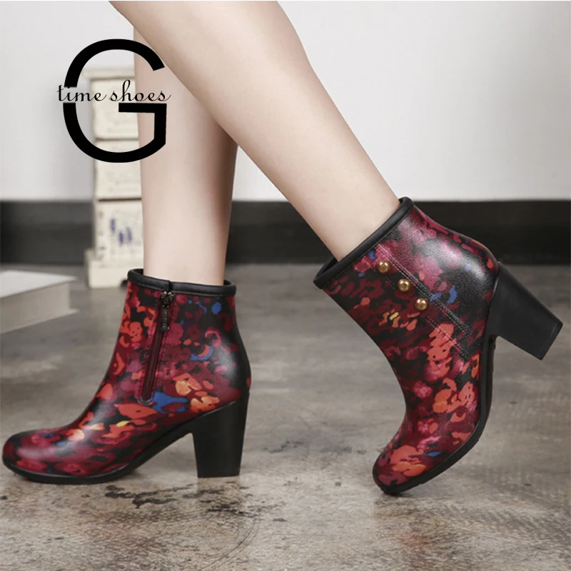

Gtime Autumn Women Fashion Rain Boots Female Mid-Calf Rain Boot with High Heel Ladies Fashionable Casual Shoes Women Boots SE552