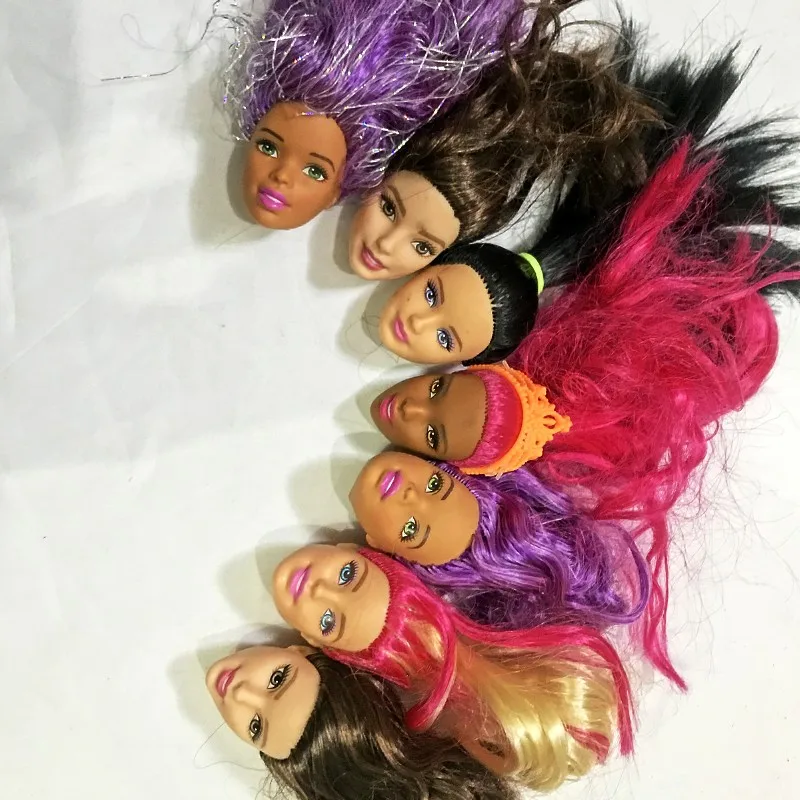 Мода голова куклы коричневый colorfu lHair DIY аксессуары для черно-белой женщины