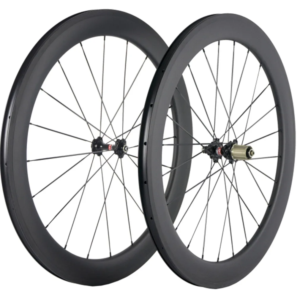 60mm Clincher Carbon Road Bike Wheelset 25mm Wide Cycling Bicycle