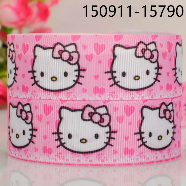 50 yards 78 22 mm cute pink hello kitty print grosgrain