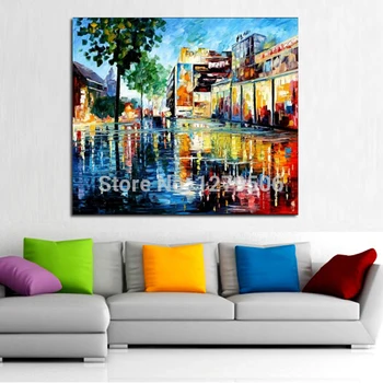

Top Artist Handmade High Quality Rich Color modern Landscape Oil Painting Colorful Knife Painting Wall Art Picture room decora