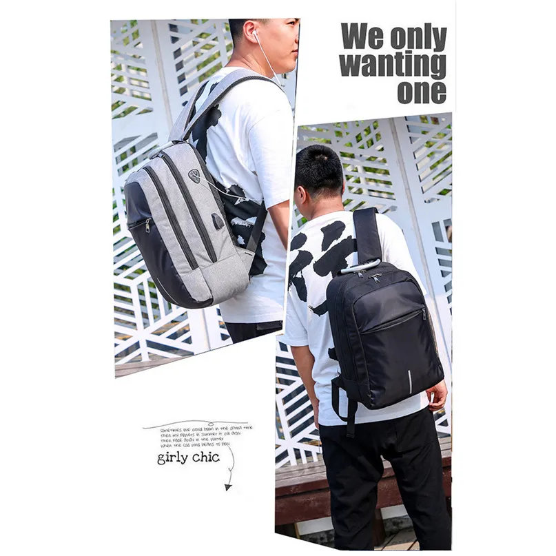 Sports Bag Outdoor USB Charge Camping Hiking Backpack Lock Shoulder Business Travel Bag Code Lock Anti-Theft Backpack #2D04 (21)