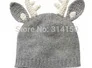 Tou-Baby, рождественский подарок, вязаные шапки с мускусным оленем, осенне-зимние теплые детские вязаные шапки с милыми животными, модели шапок - Цвет: Серый
