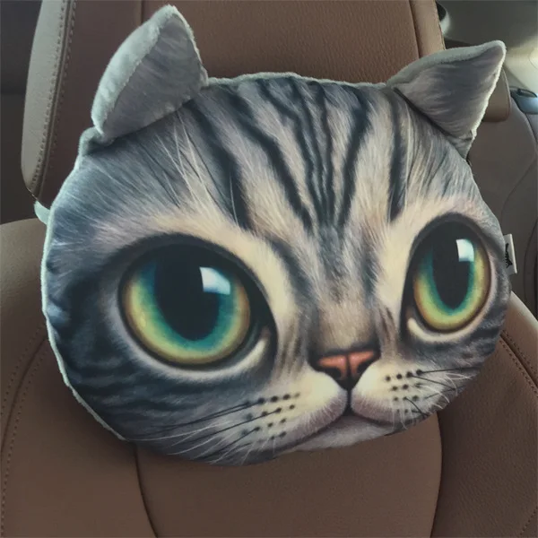 New Cute Animal Car Headrest Cool Dog Head Neck Rest Nap Cushion Pillow Waist Pillow With Core+Activated Carbon Cushions - Цвет: 2