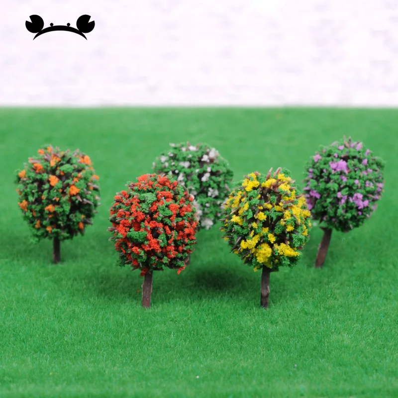 

50pcs Mixed 5 Colors Ball-shaped Flower Trees Model Train Layout Garden Scenery landscape Miniature Trees