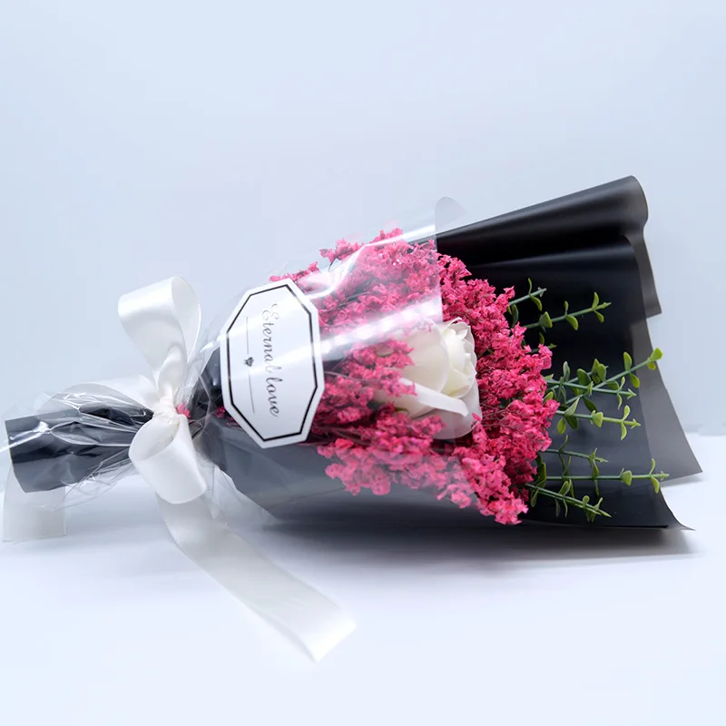 Flone Mini Artificial Dried Flower Scented Soap Rose Flower Crystal Grass Bouquet Fake Gypsophil Flower Wedding Home Party Decor (9)