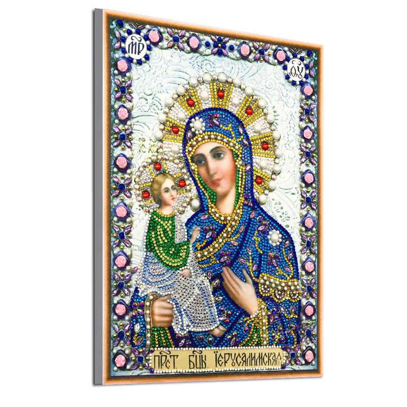 RUBOS DIY Diamond Painting Icons Theotokos Jerusalem Religion Diamond Embroidery 5D Big Bead Pearls Glass Mosaic 3D Crystal Sale (10)