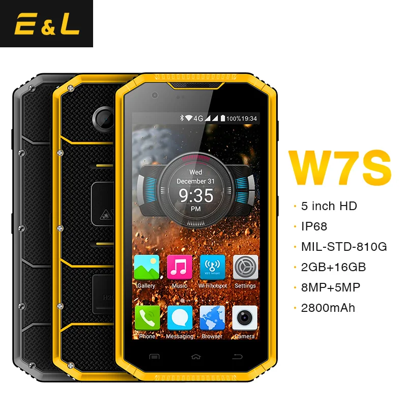 E & L W7S 2 Гб 16 мобильный телефон IP68 EL водонепроницаемый 5 0 дюйма Android 6 MTK6737