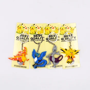 

Free Shipping Keychain Key Holder Key Ring Pendant 3D Mini Charmander Articuno Zapdos Mewtwo Moltres Figure Toys