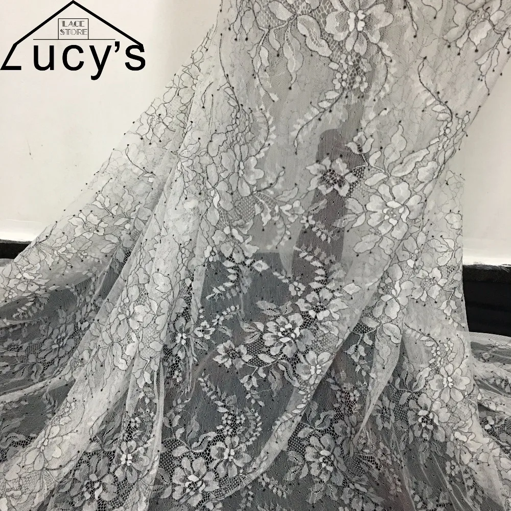 

Off white with black color 1.5x3m Wedding dress lace NEW!!2017 High end evening dress full dress lace tissues
