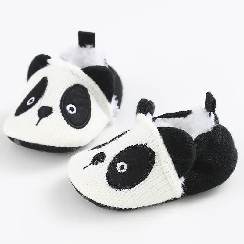 Laleben 2018 Winter Lovely Infant Slippers Baby Boy Girl Cartoon Panda Shoes Cute Anti-slip Wool Toddler First Walkers