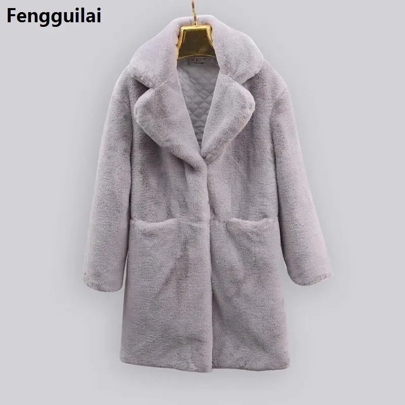 

2018 Women Winter Faux Fur Coat Thicken Warm Female Artificial Fur Coats And Jackets Solid Color Coat Of Faux Fur Warm coat