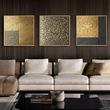 

Abstract Gold Geometry Nordic Canvas Painting Picture Home Decor Wall Art Poster Retro Print Living Room Vintage Luxury Picture