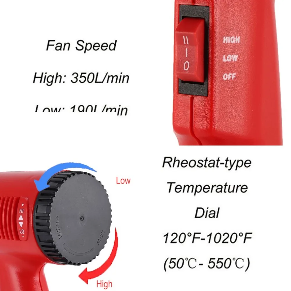 866B 1800W Electric Hot Air Heat Gun Temperature Fan Adjustable Shrink Wrap Paint Stripper Soldering Rework DIY Tool+ Nozzle