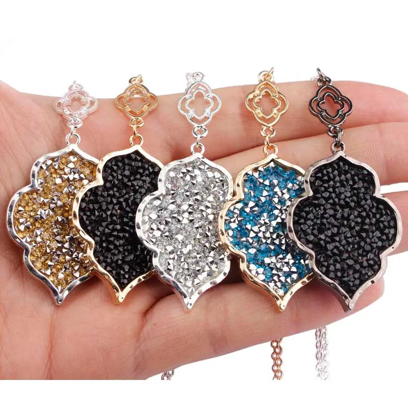 

2019 Pave Mixture Crystal Morocco Pendant Long Necklace for Women Fashion Statement Sweater Necklace Jewelry Wholesale