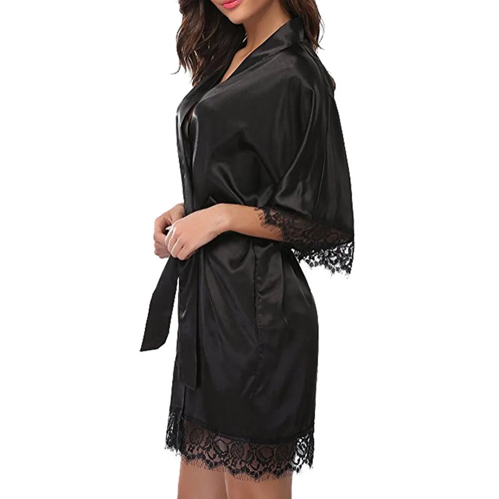 Сексуальное Ночное Платье, пижама, женский шелковый халат, Женская Сексуальная кружевная Пижама, атласное ночное белье, костюм для женщин#0701