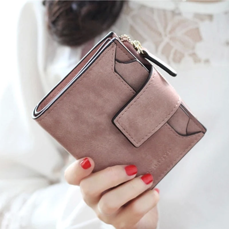 Ougold New Fashion Women Wallet female Purse Brand Mini Zipper Short wallets Women Solid Hasp Id Card Holder Pocket