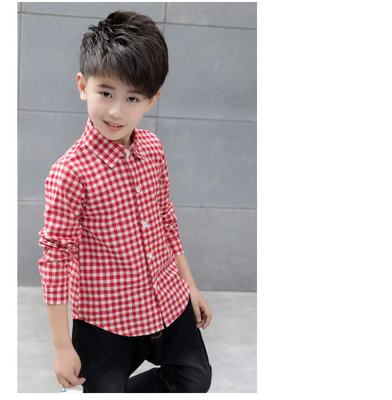 summer 2018 children's clothes boys plaid shirts long sleeve tops for teenage boy cotton shirts kids causal school tops clothing (16)