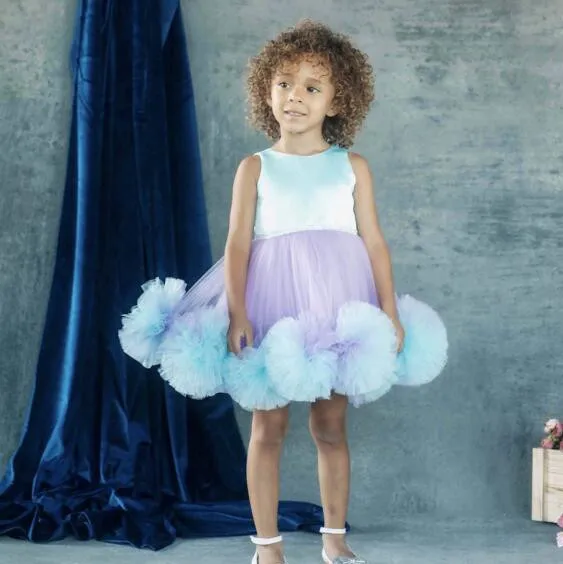 New Puffy Ruffles Purple and Blue Flower Girl Dresses for Dancing Party Christmas Ball Gown Kids Baby Birthday Gown New Puffy Ruffles Purple and Blue Flower Girl Dresses for Dancing Party Christmas Ball Gown Kids Baby Birthday Gown