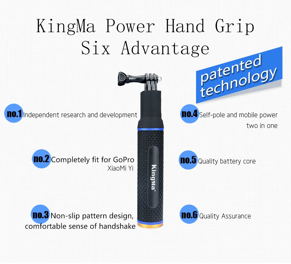 KingMa ручной Мощность рукоятка Портативный Перезаряжаемые держатель ручки Зарядное устройство для мобильного телефона GoPro session4/3/3+ XiaoMi Камера
