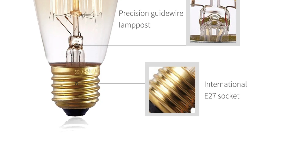 Ретро лампы Эдисона 40 Вт E27 220V светильник Bombilla ST64 A19 T45 G80 G95 T185 можно использовать энергосберегающую лампу или светодиодную лампочку), лампы накаливания светильник ing лампочки Эдисона