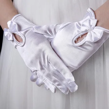 

Quality nylon elastic satin short bow bow beads bride etiquette glove beads satin