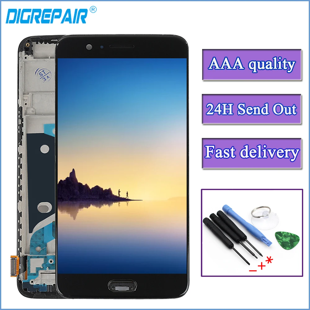 

For Oneplus 5 lcd Display Touch Screen Digitizer Full Assembly Replacement Part with bezel frame A5000 LCD For Oneplus 5 display