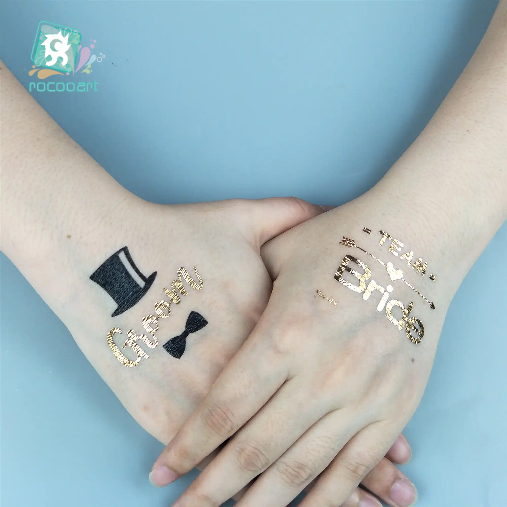 60x60mm 25 Different Small Gold Bride Temporary Tattoo Eyes Star