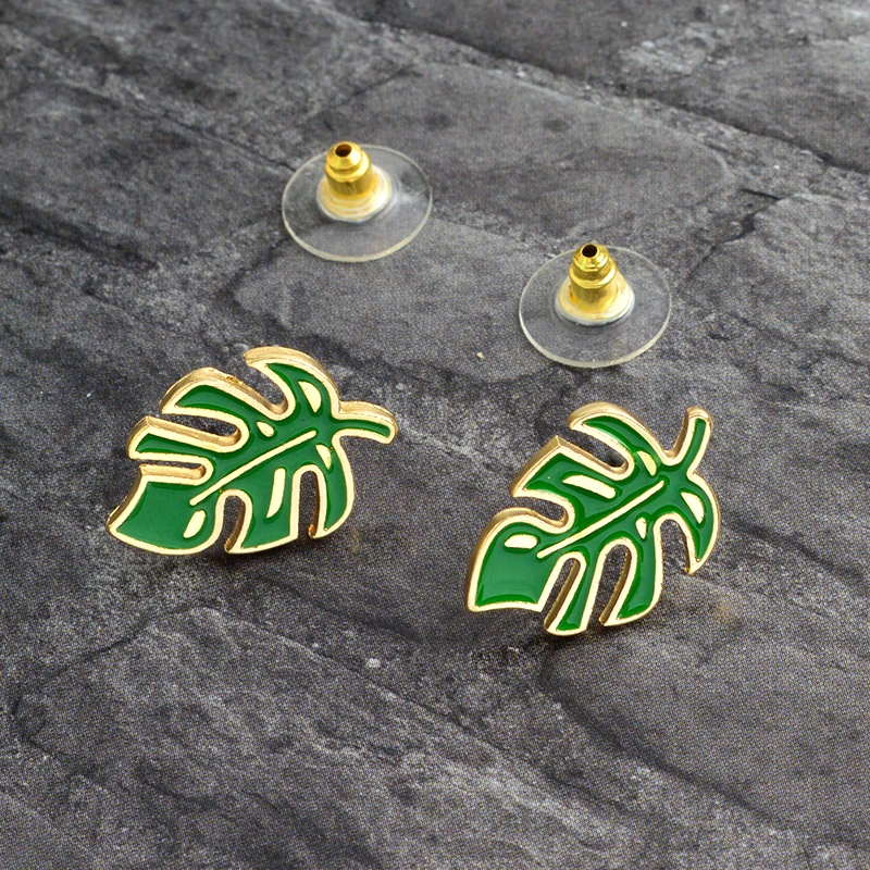 Buy Palm leaves Stud Earrings Fashion Metal Green