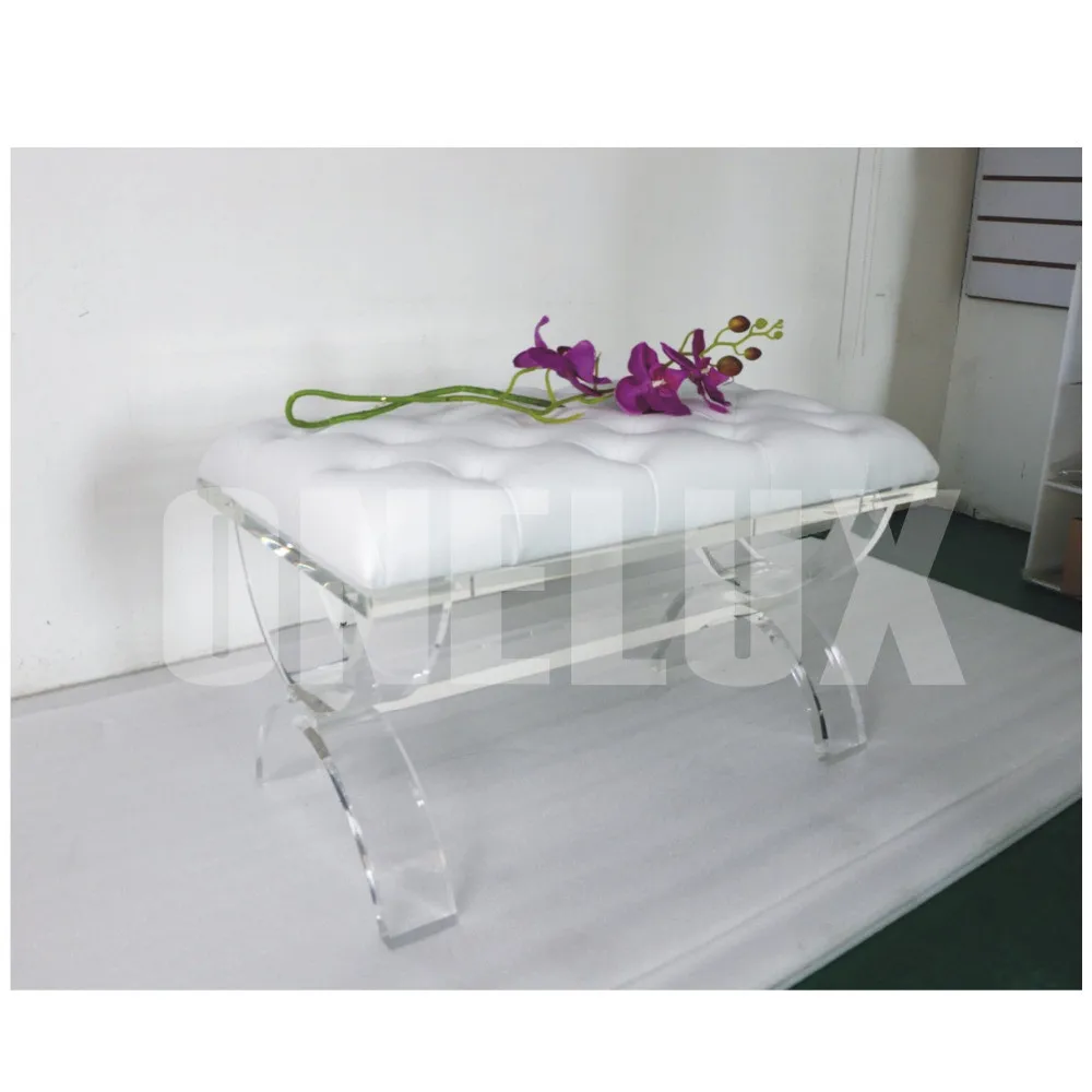 Acrylic-cross-legs-ottomans-Traditional-plexiglass-lucite-X-bench