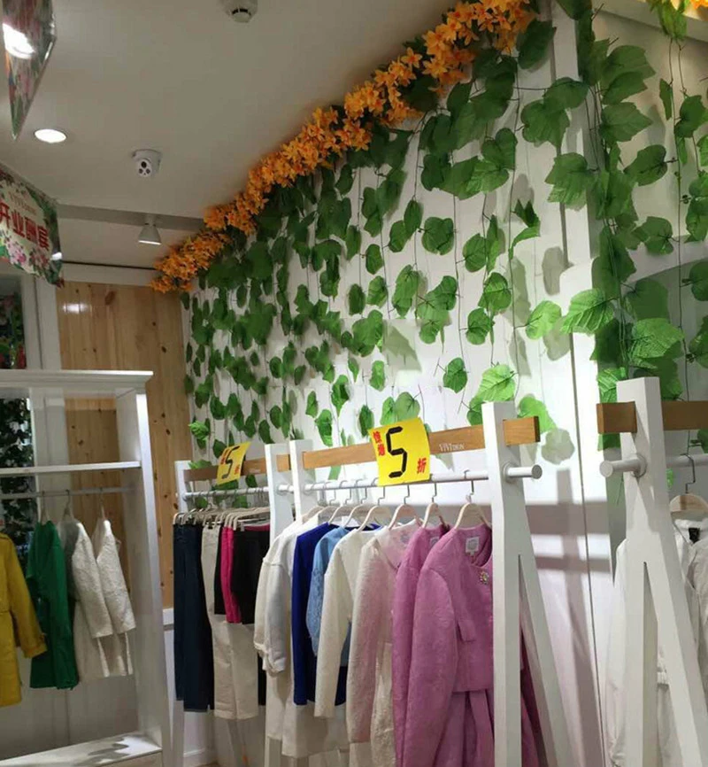 Flone 2.1m Artificial Plants Rattan Fake Vine 3pcs Vivid Vine Plants Decorated For Home Garden Nursery Grape Leaves Decoration (4)