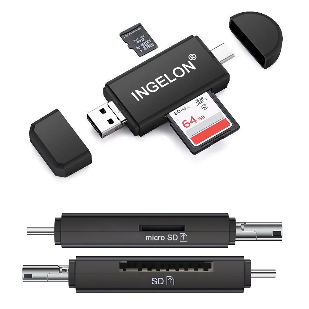 3 в 1 OTG кард-ридер type C& micro USB& USB 2,0 универсальный OTG TF/SD адаптер для micro sd Android Компьютерный адаптер заголовки