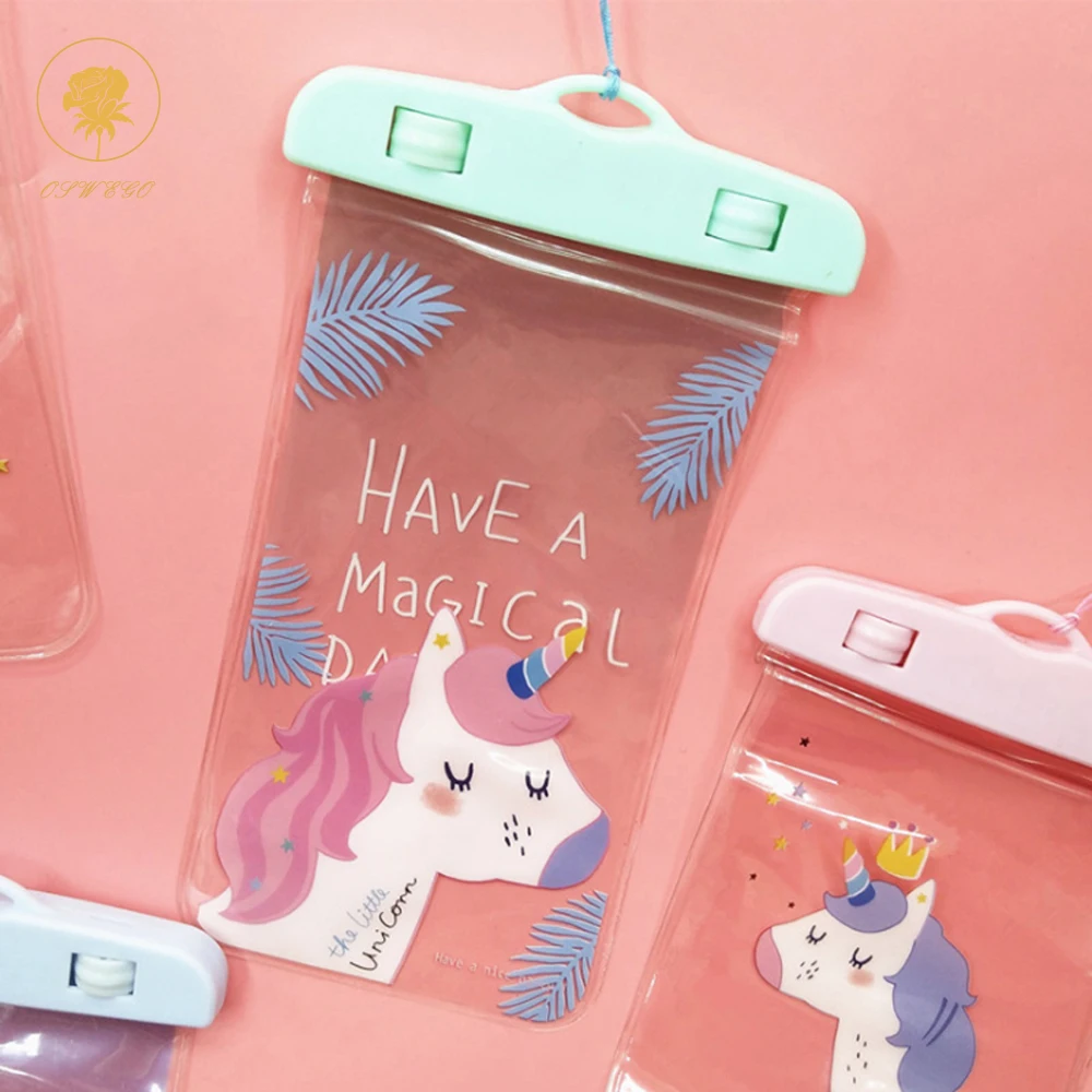

OSWEGO Cute Unicornio Party Travel Wallets 100% Waterproof Pouch Bag Cell Phone Case For Phone Samsung Coin Purse Card ID Holder