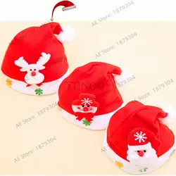 1 шт./пакет малыш развеселить Рождество шляпу детей Санта Клаус оленя, снеговика партии Симпатичные Кепки украшения для рождественской