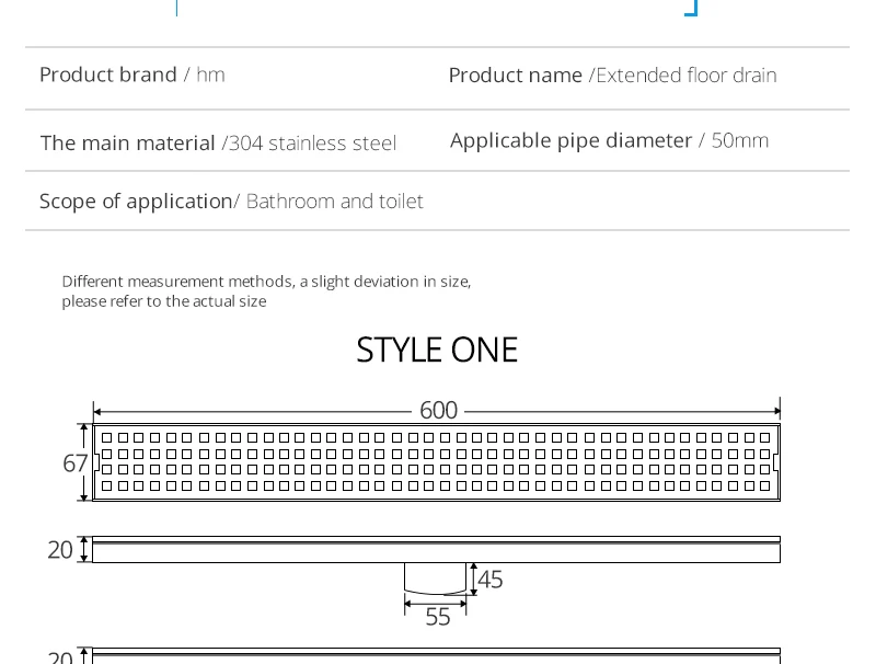 hm Anti-odor Bathtub Shower Drainer Strainer 60cm 304 Stainless Steel Gravity Flushing Deodorization Type Square Floor Drain (17)