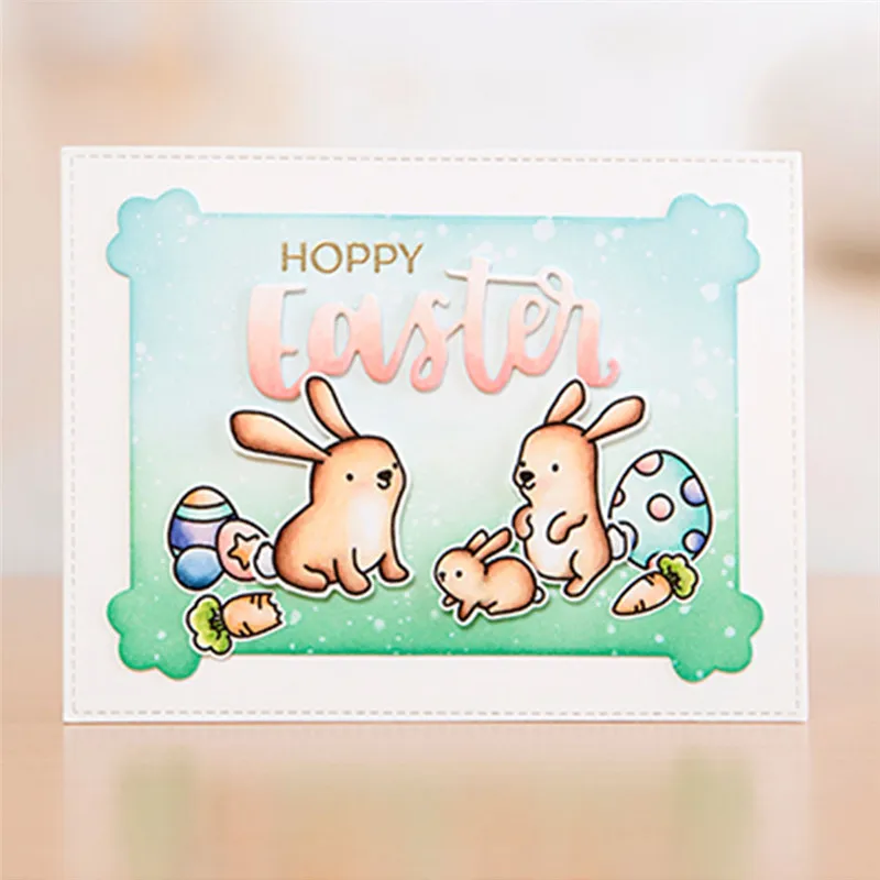 DiyArts Animal Bunny Rabbit металлическая высечка с прозрачной печатью DIY декоративное