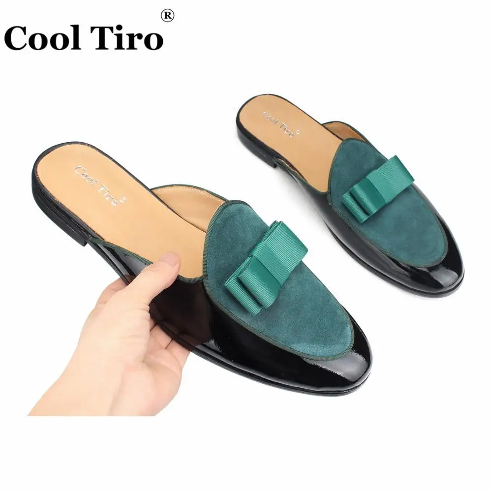 Green Suede Mules Slippers Bow (7)