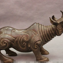 Bi002388 " Народная Китайский Бронзовый Бык Бык Носорога Рог Носорога Статуя Скульптуры Животных